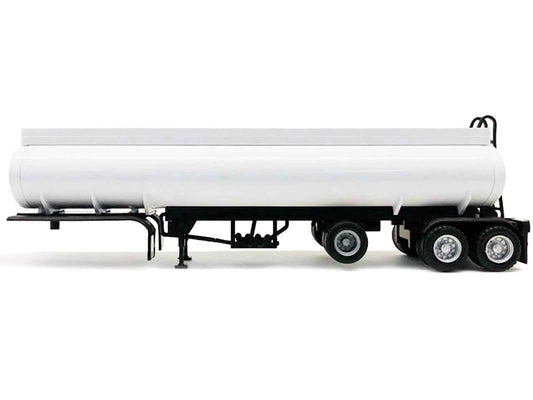 Tag-Axle Elliptical Tanker Trailer White 1/87 (HO) Plastic Model by Promotex