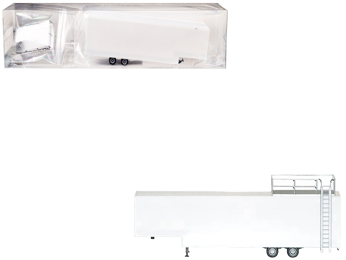 Race Horse Transport Trailer White 1/87 (HO) Plastic Model by Promotex