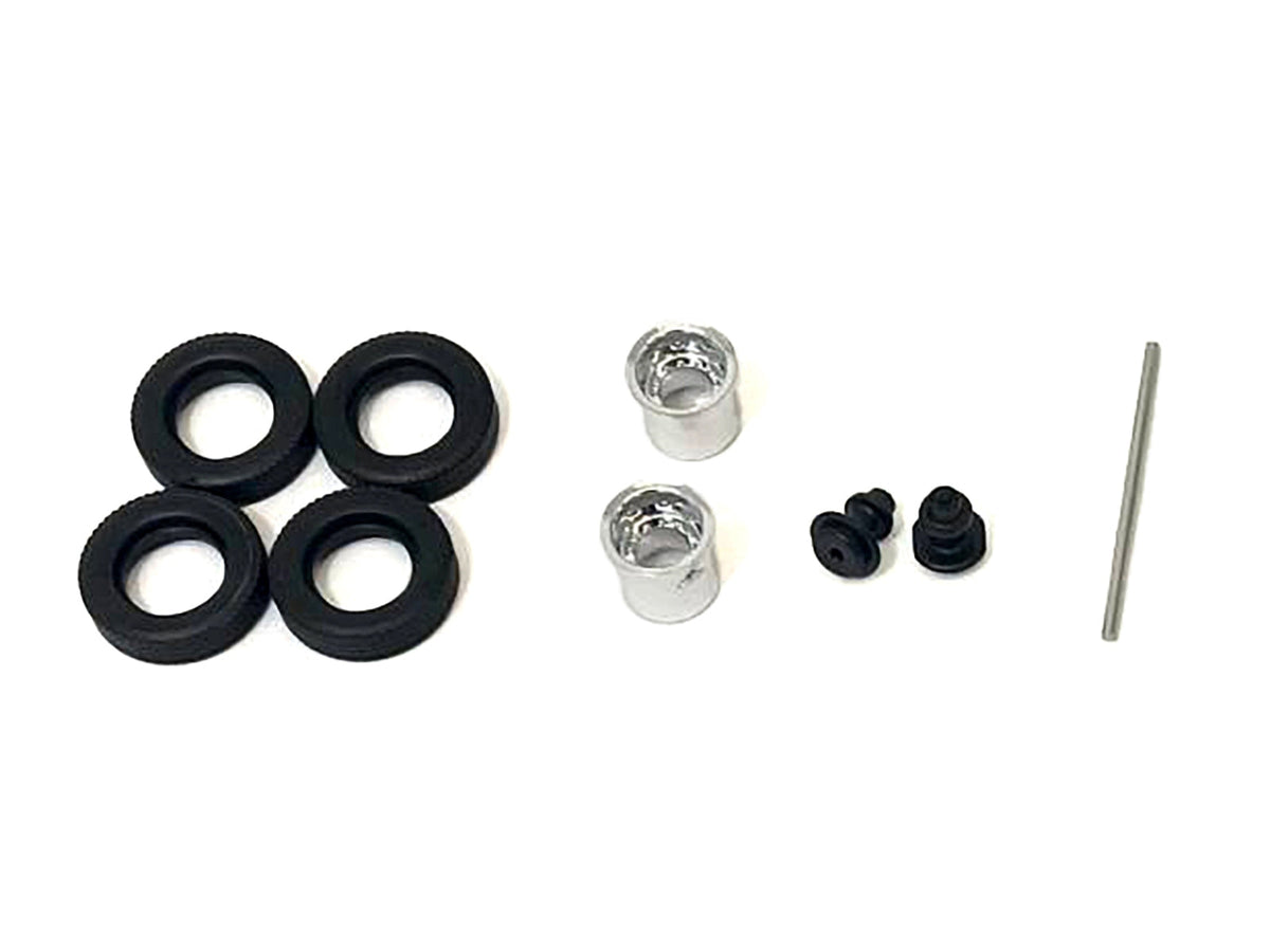 Rear Hypoid Wheelset Chrome 1/87 HO plastic model accessory by Miniature Motors, showing detailed plastic wheels for model trains.