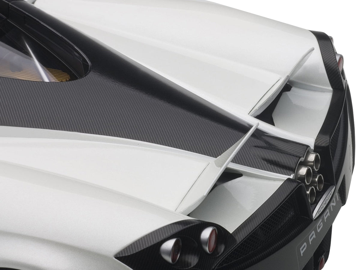 Miniature white Pagani Huayra model car by Autoart, 1/12 scale, detailed Pagani model from Miniature Motors.