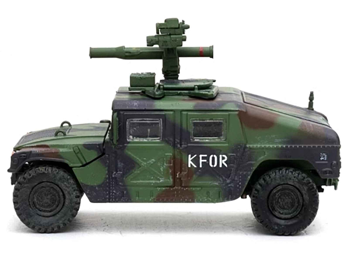 Miniature Motors 1/64 diecast M1046 HUMVEE tow missile carrier in green camouflage, military miniature from Panzerkampf series.