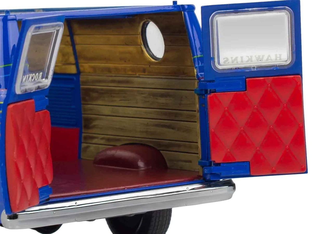 Miniature Motors Level 3 GMC "WSQK Squawk" van model kit from Stranger Things, 1/25 scale, built by Revell
