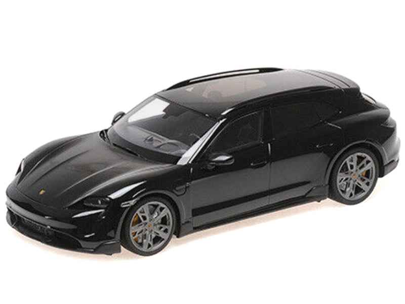 Black 2021 Porsche Taycan Turbo S 1/18 diecast model car by Miniature Motors, limited edition Porsche model.