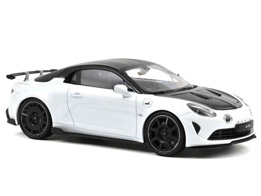 2024 Alpine A110 R Pearl White Metallic with Carbon Hood and Top 1/18 Diecast Model Car by Norev