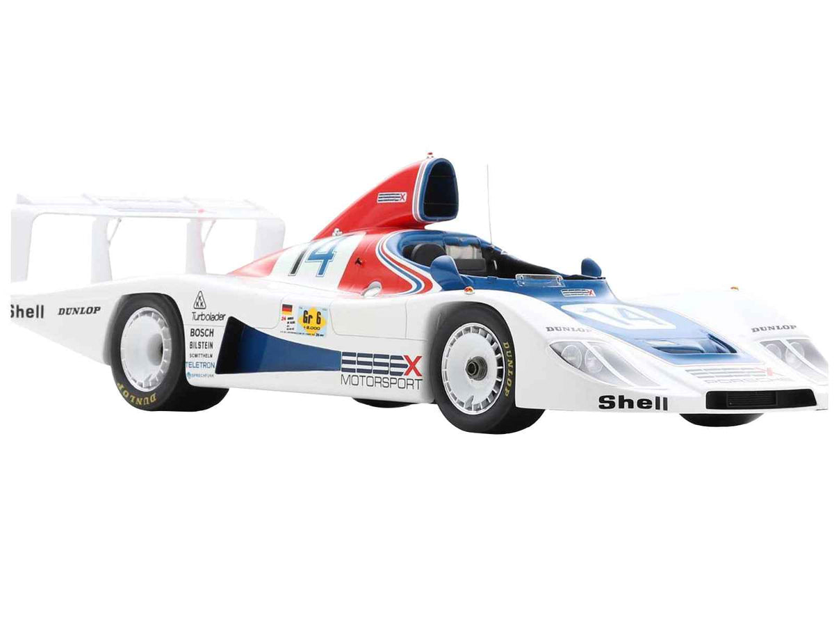 Miniature Motors 1/18 Porsche 936 #14 Bob Wollek Hurley Haywood Le Mans model car in acrylic display case, detailed 1979 race replica.