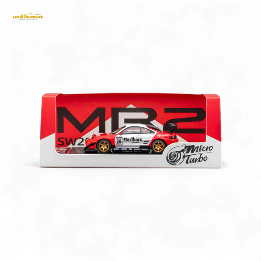 Pre-order MicroTurbo Toyota MR2 diecast model in Marlboro livery, 1:64 scale by Lot57Supplies Diecast Shop, detailed collectible car.