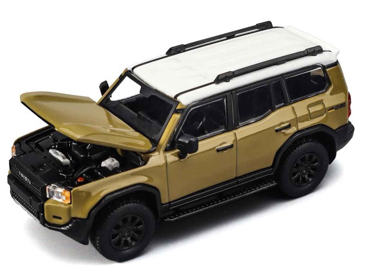 Miniature Motors Toyota Land Cruiser 250 diecast model car in sand color with white top, 1/64 scale, by Trends Hobby.