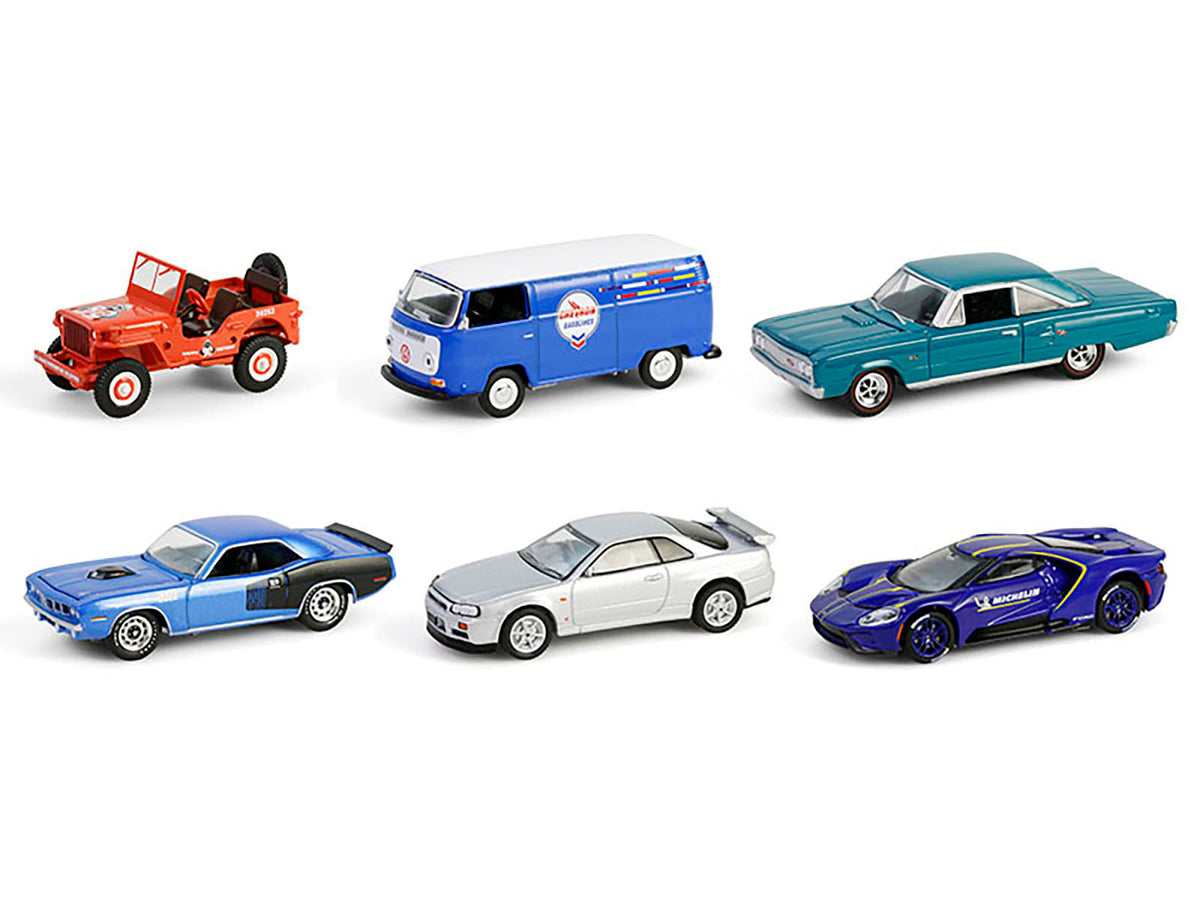 Set of 6 Greenlight Miniature Motors Series 17 diecast model cars from the Anniversary Collection, detailed 1/64 scale models.