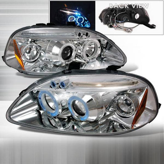 Spec-D 96-98 Honda Civic Projector Halo Headlights Chrome/Clear - Evergreen Kings