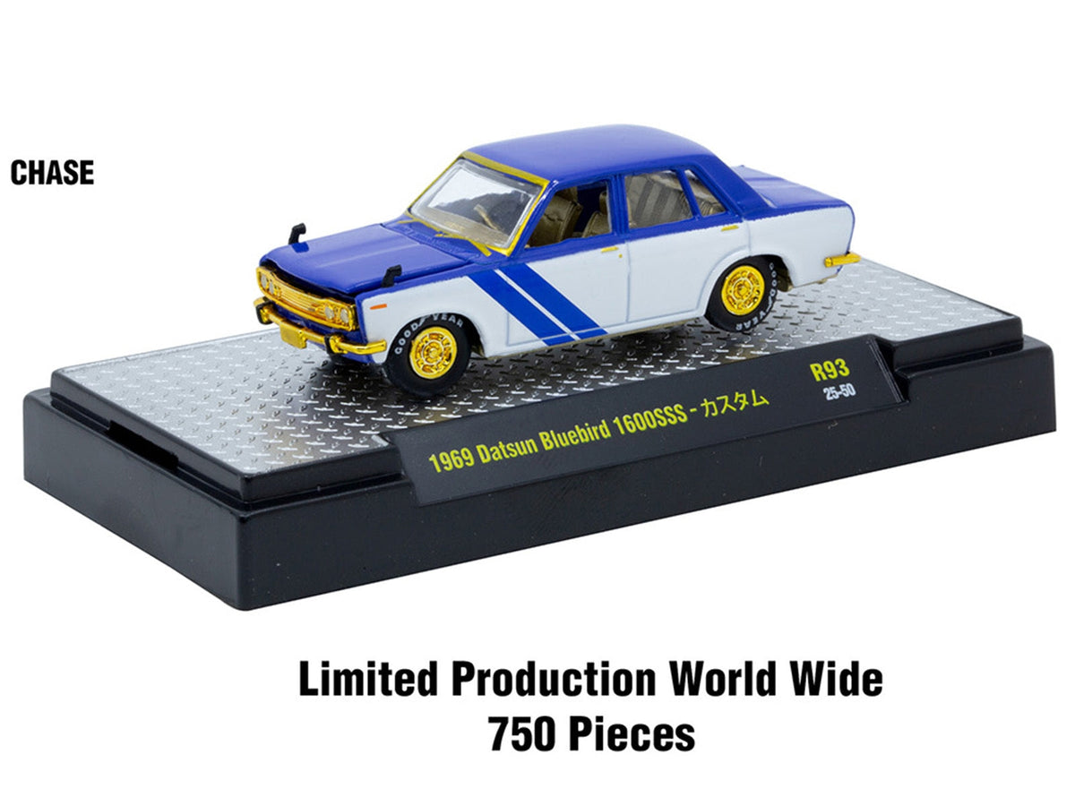 Set of 6 Miniature Motors "Auto Meets" 1/64 scale diecast model cars in display cases, limited edition release by M2 Machines.