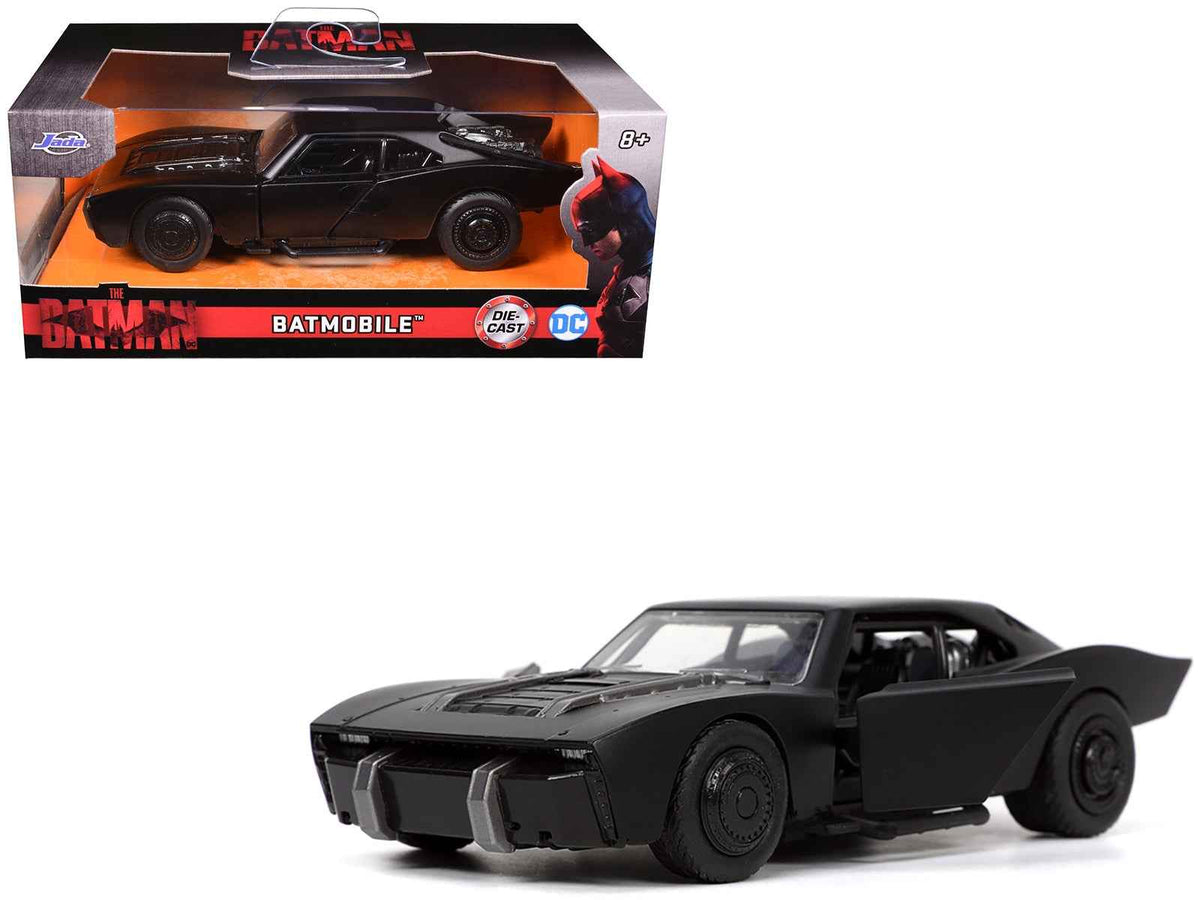 Black Batmobile model from "The Batman" 2022 movie, part of Hollywood Rides series, diecast 1/32 scale by Jada.