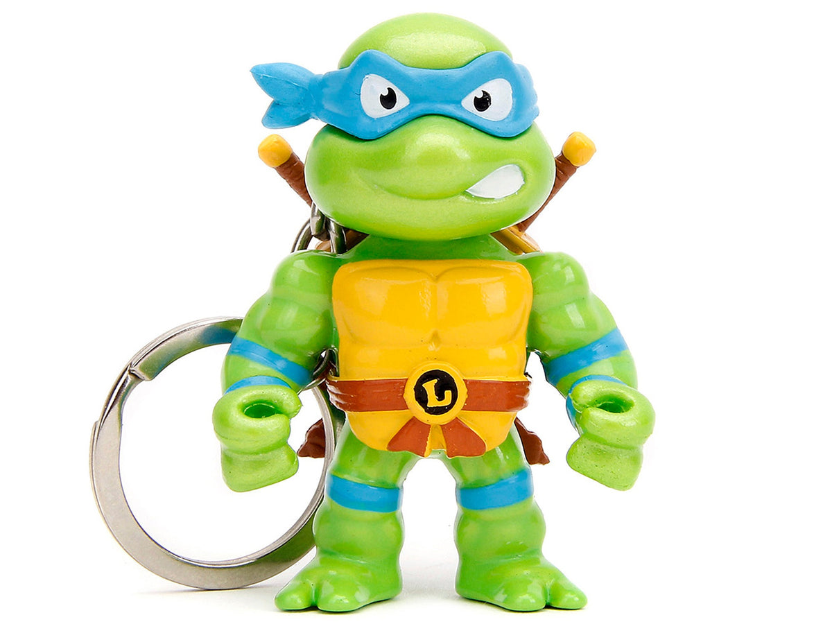 Set of 4 Teenage Mutant Ninja Turtles diecast figure keychains from Jada's Metalfigs series, featuring miniature TMNT characters.
