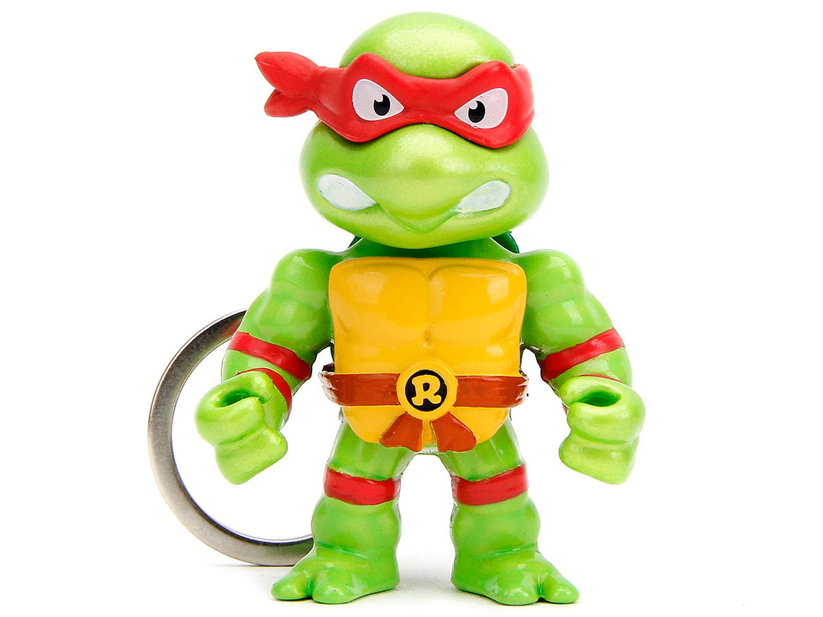 Set of 4 Teenage Mutant Ninja Turtles diecast figure key chains from Metalfigs series by Jada, featuring detailed turtle characters.
