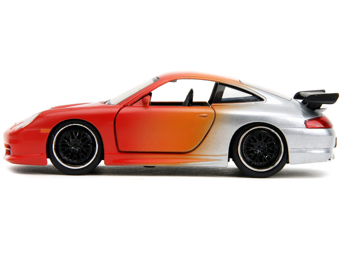 Miniature Motors Porsche 911 GT3 RS diecast model car in matte orange and silver metallic, Pink Slips Series, 1/32 scale.