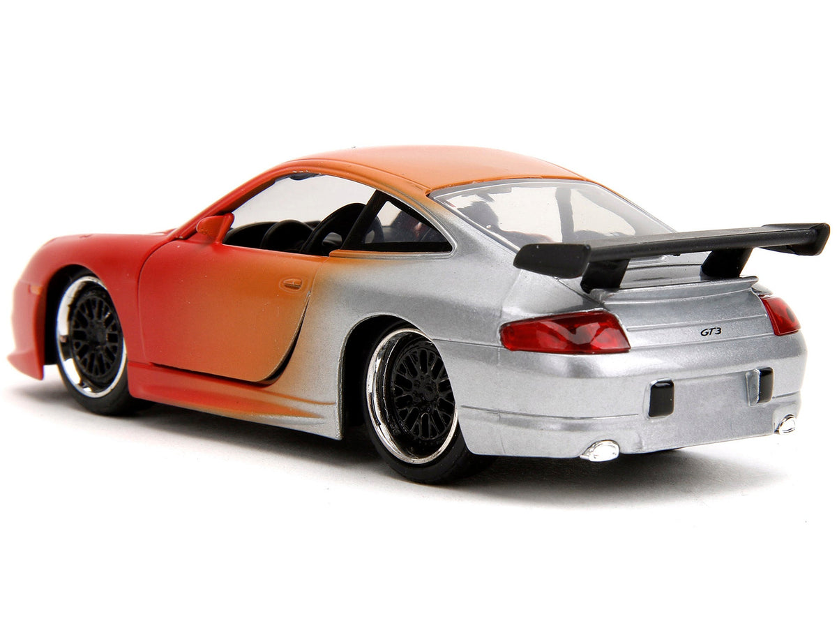 Miniature Motors Porsche 911 GT3 RS diecast model car in matte orange and silver metallic, Pink Slips Series, 1/32 scale.