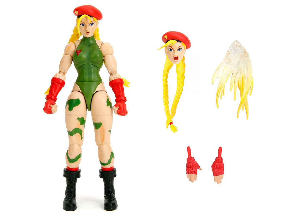 Cammy 6-inch moveable figure from Ultra Street Fighter II with accessories, alternate head, and hands by Miniature Motors.