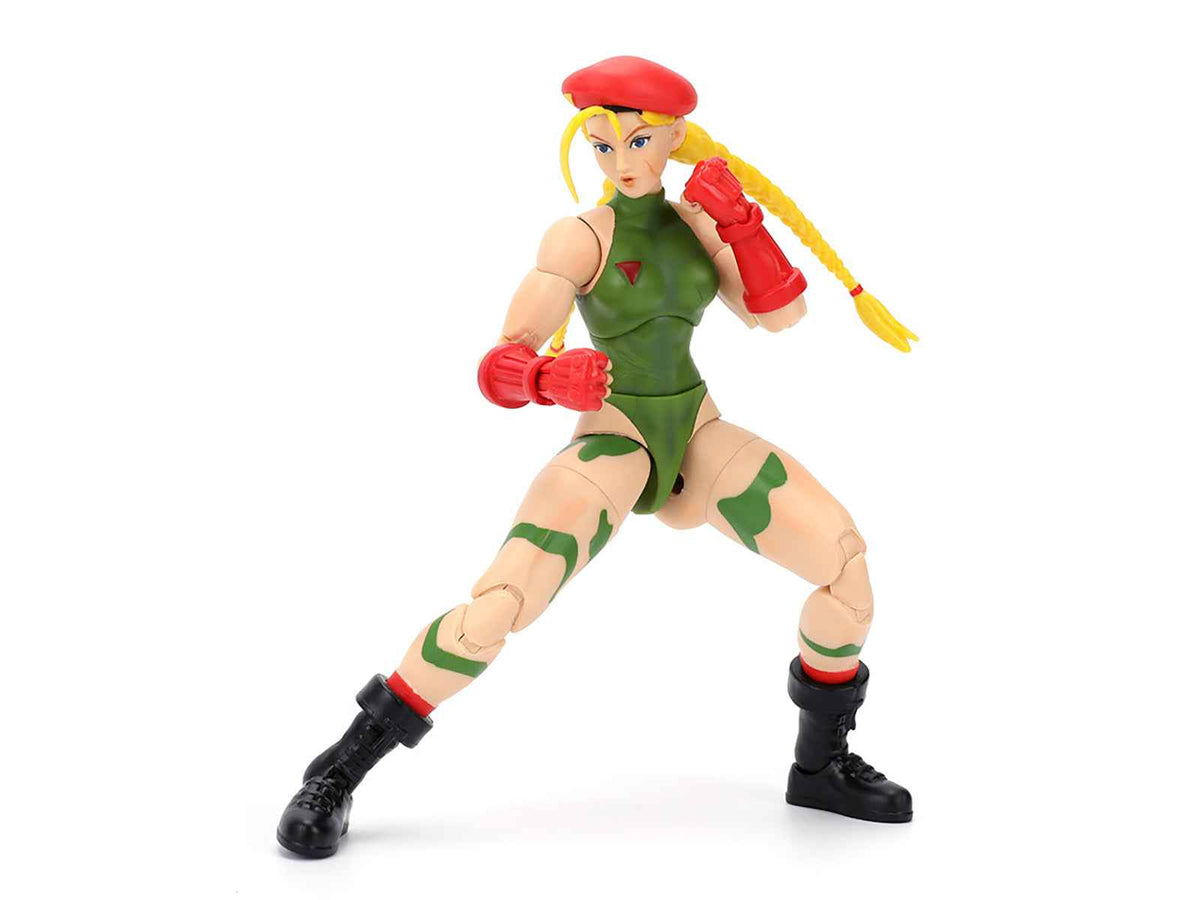 Cammy 6-inch moveable figure from Ultra Street Fighter II with accessories, alternate head and hands, by Miniature Motors.