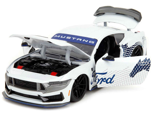 2024 Ford Mustang Dark Horse White with "Mustang Horse Graphics" "Bigtime Muscle" Series 1/24 Diecast Model Car by Jada