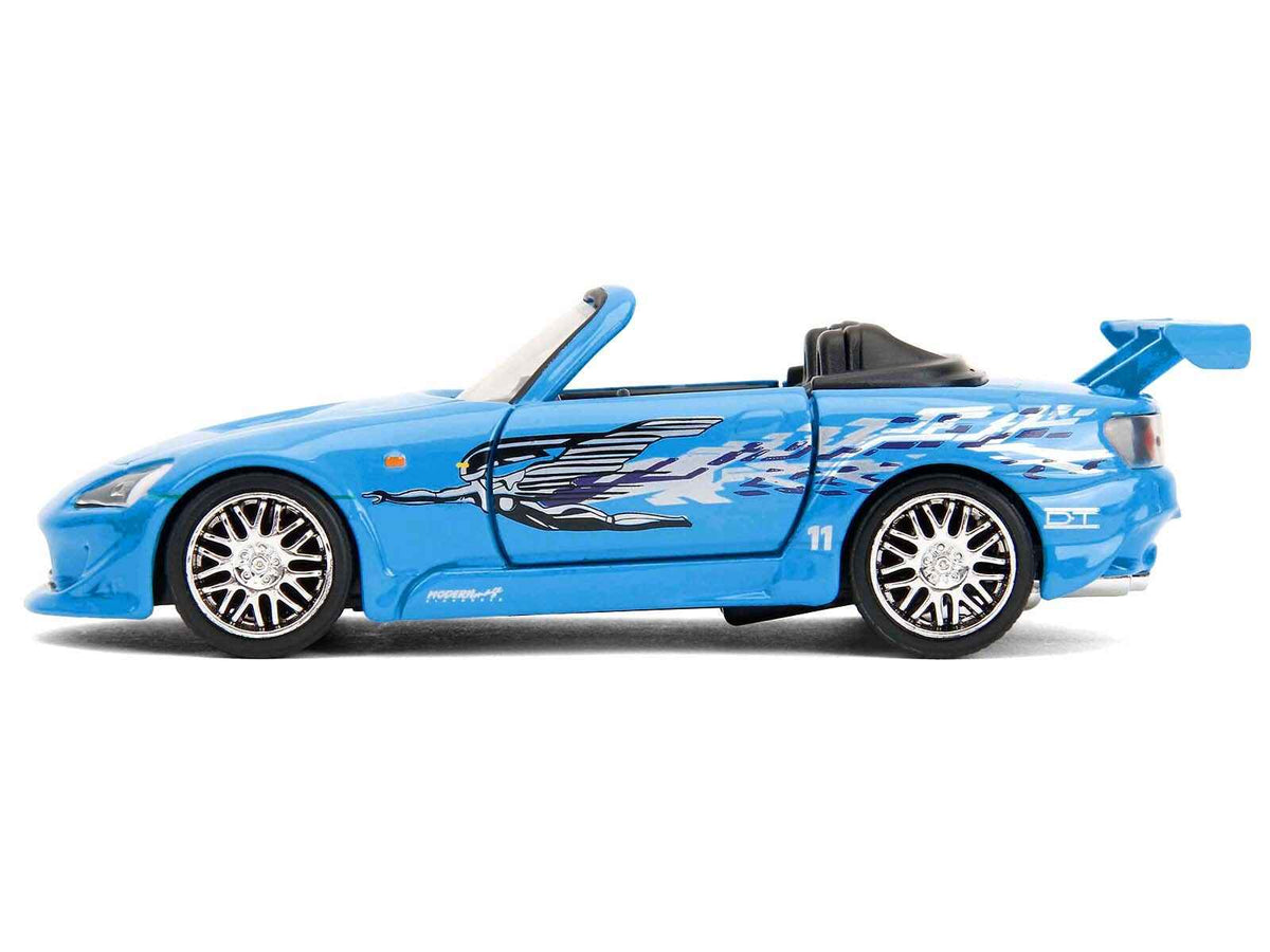 Blue 2001 Honda S2000 convertible diecast model car by Miniature Motors, part of Fast & Furious Remix 25th Anniversary series.