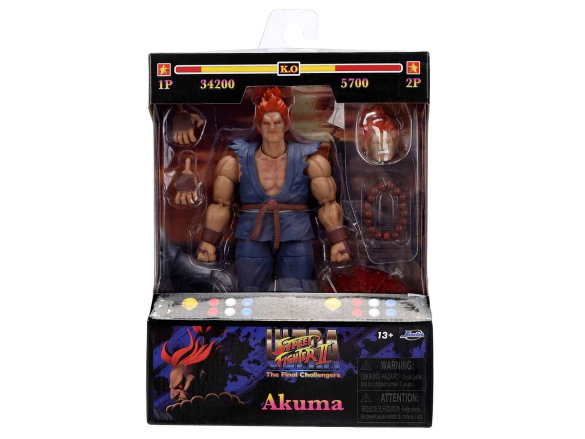 Akuma 6-inch moveable figure with accessories, alternate head and hands from Ultra Street Fighter II by Miniature Motors.