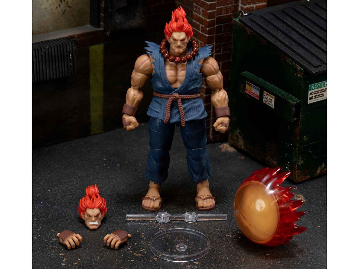 Akuma 6-inch moveable figure with accessories, alternate head and hands from Ultra Street Fighter II by Jada, part of Miniature Motors models.