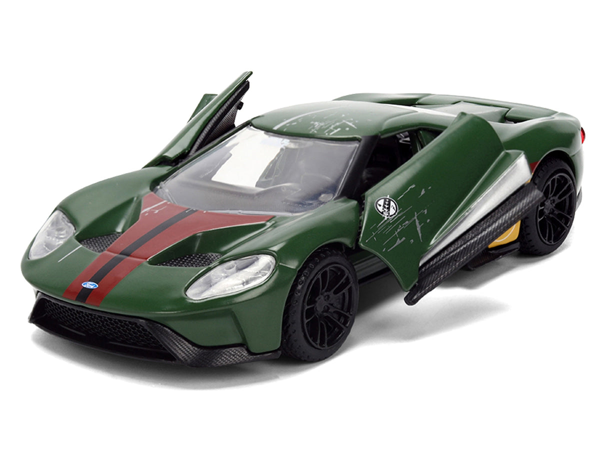 Miniature Motors 2017 Ford GT "Boba Fett" diecast model car in dark green with Star Wars graphics, Hollywood Rides Series, 1/32 scale