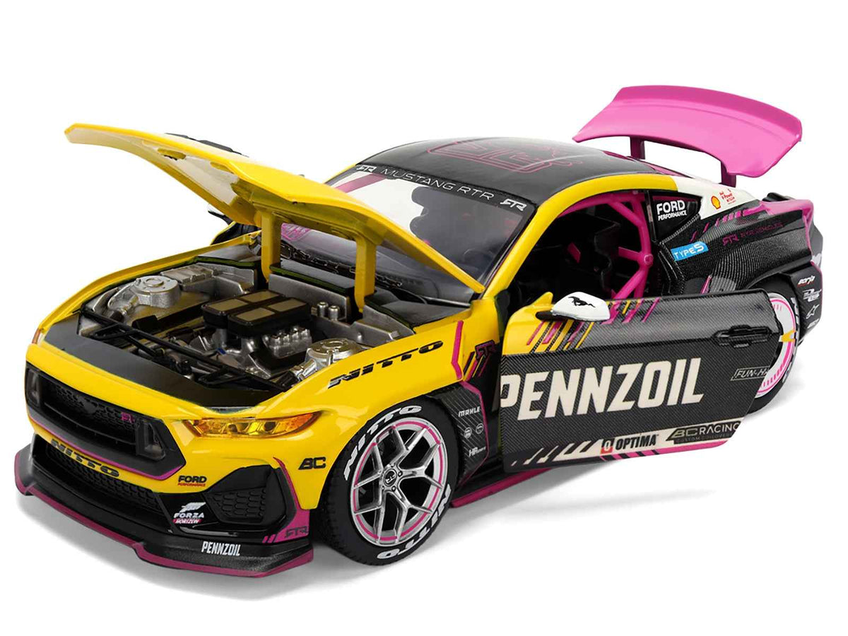 Miniature Ford Mustang RTR #213 Ben Hobson diecast model car with lights, part of Jada's Series 1/24 Formula Drift PRO Championship collection.