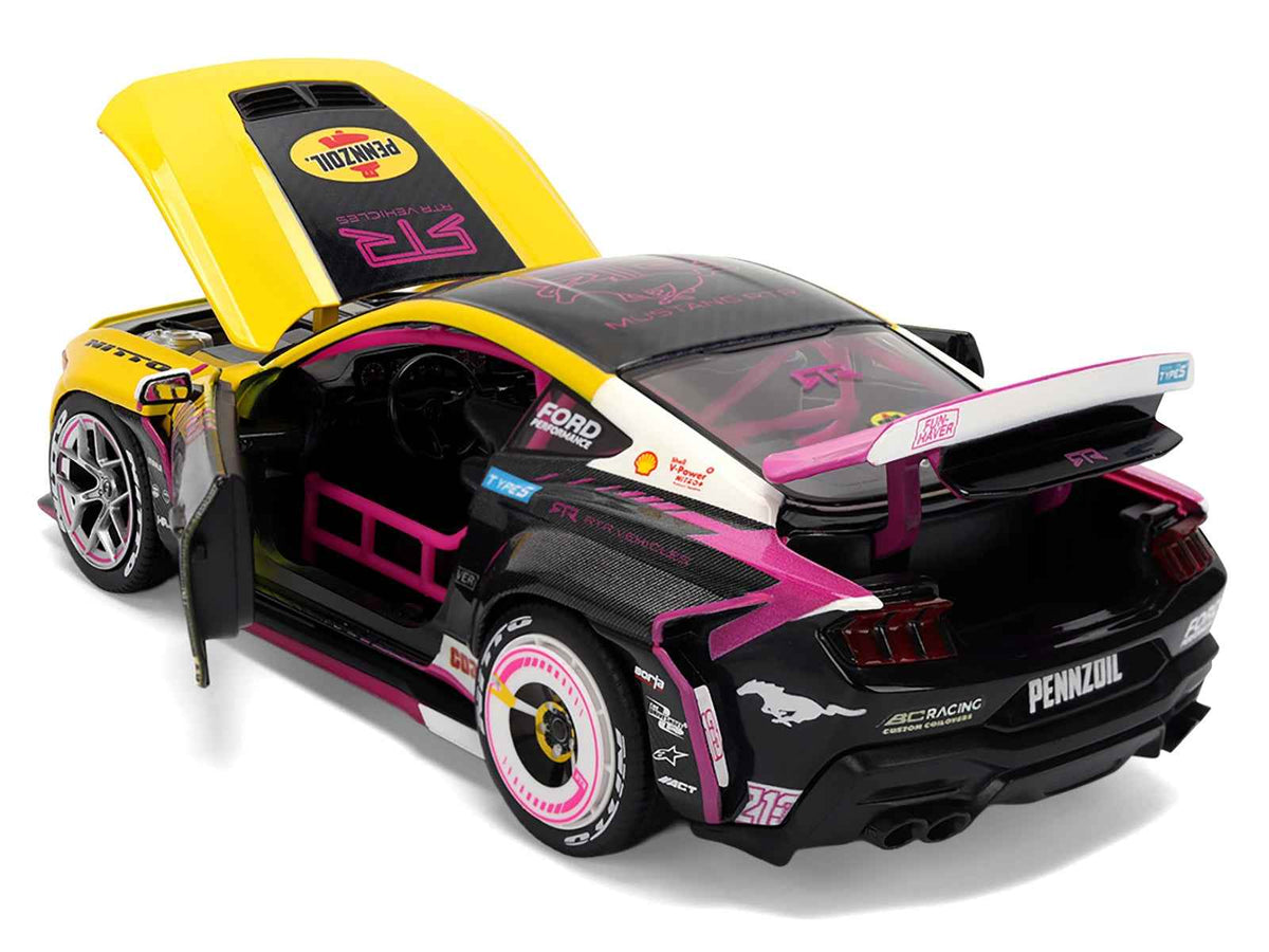 Miniature Ford Mustang RTR #213 Ben Hobson diecast model car with lights, part of Jada's 1/24 RTR Vehicles series, Formula Drift PRO 2025