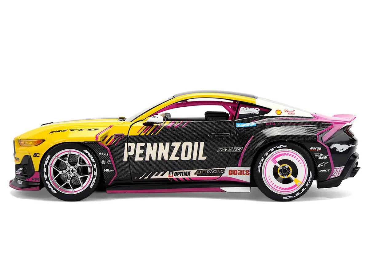 Miniature Ford Mustang RTR #213 Ben Hobson diecast model car by Jada, with lights, part of the RTR Vehicles Series 1/24.