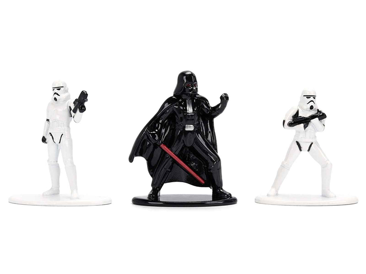Set of 3 Star Wars Nano Metalfigs diecast figures from Jada's Miniature Motors series, featuring detailed movie character models.