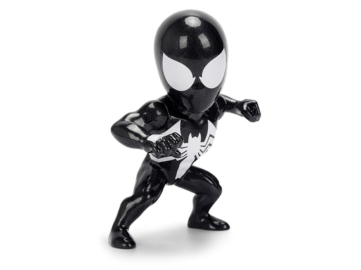 Set of four Spider-Man Metalfigs diecast figures from Jada's Wave 3 series by Miniature Motors, showcasing detailed superhero models.