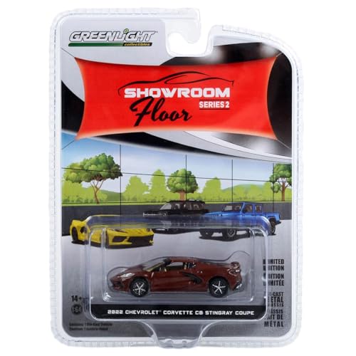 Miniature Motors 1/64 Chevrolet Corvette C8 Stingray Coupe diecast model in Caffeine Brown Metallic, detailed showroom floor series.