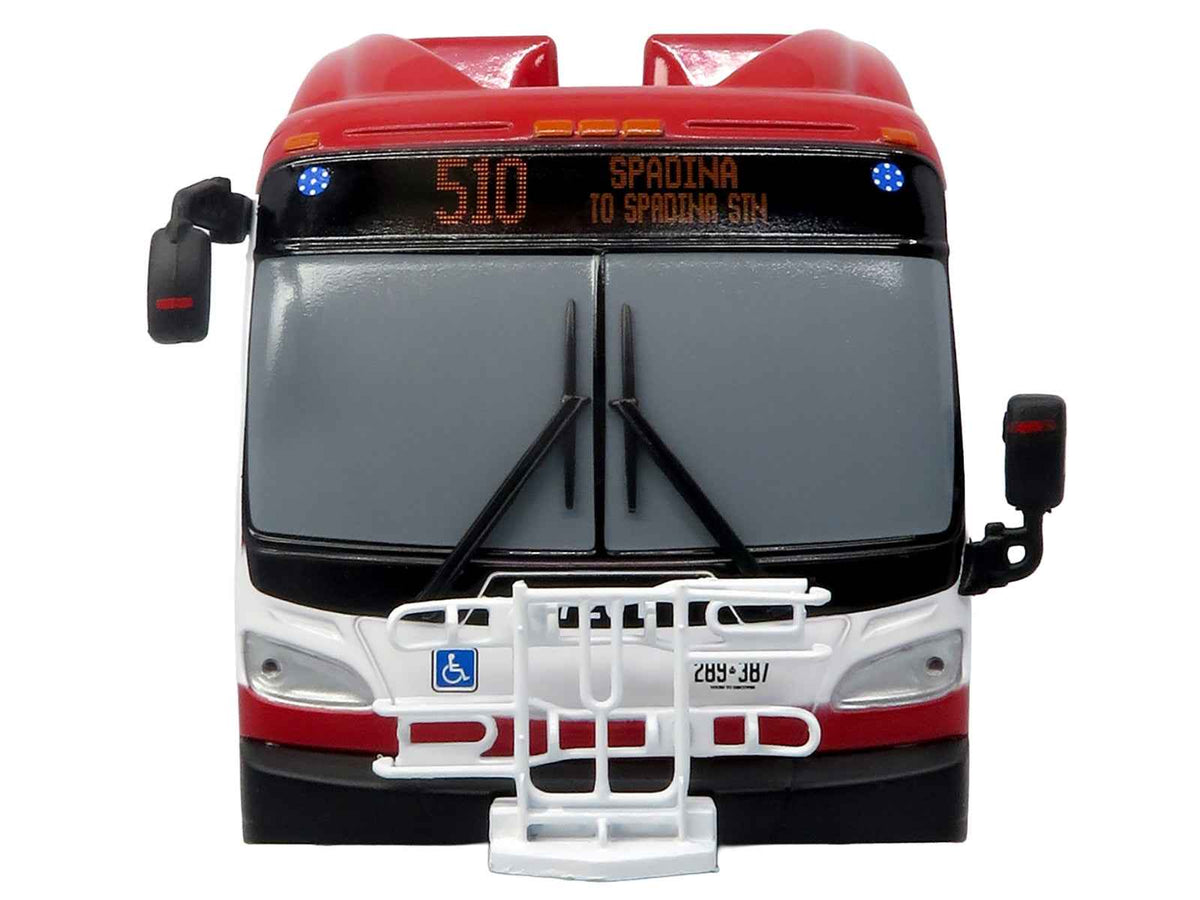 Miniature Motors New Flyer Xcelsior Transit Bus model in red and white, TTC Toronto Transit Commission limited edition 1/43 scale.