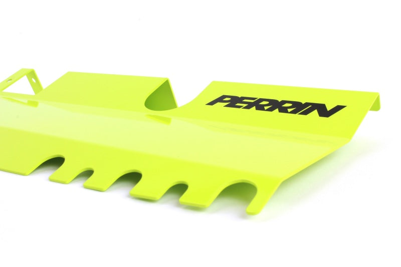 Neon yellow Perrin radiator shroud with OEM intake scoop for 2015-2021 Subaru WRX and STI, JDMuscle performance auto part