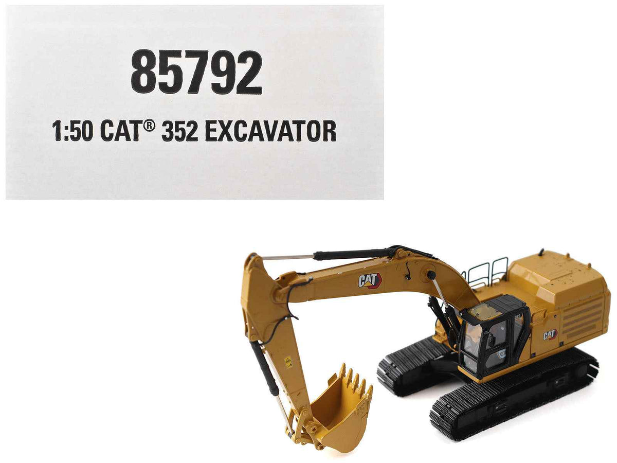Yellow Caterpillar 352 Next Generation Excavator diecast model by Miniature Motors, detailed construction replica in 1/50 scale