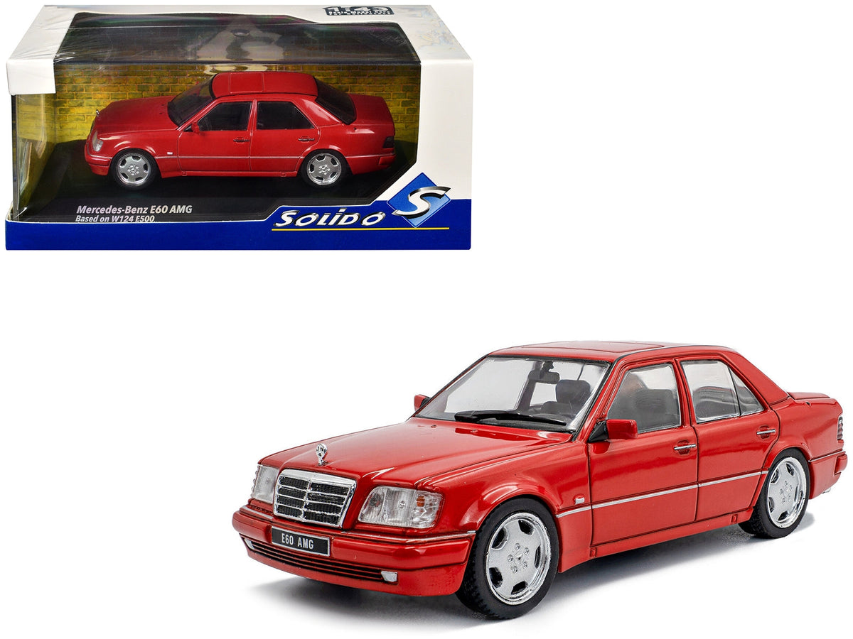 Miniature Motors 1/43 diecast model of 1994 Mercedes-Benz W124 E60 AMG in Signal Red by Solido, detailed collectible car model.