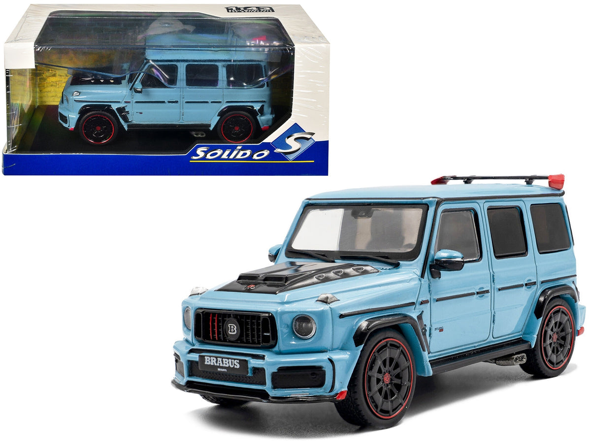 2021 Brabus Rocket 900 China Blue diecast model car by Solido, with black hood, detailed miniature motors 1/43 scale.