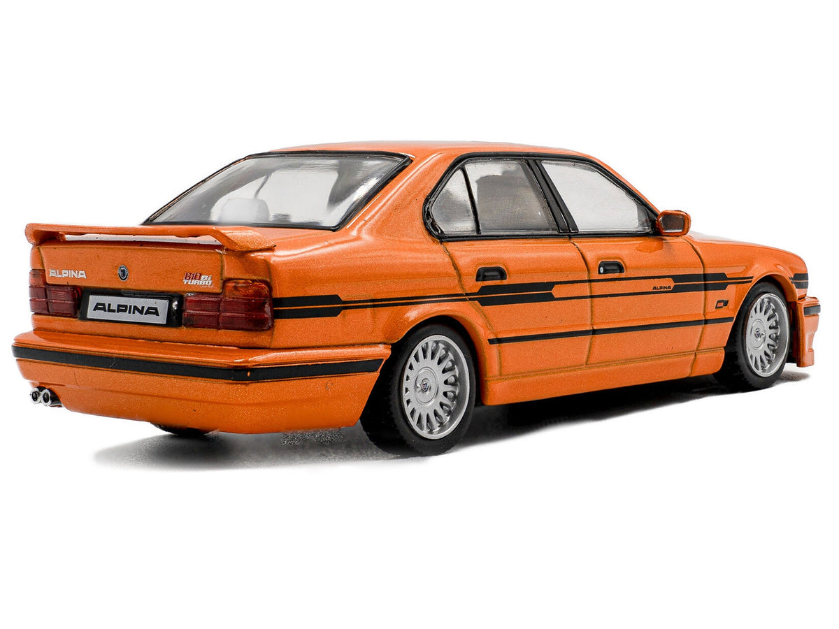 Miniature Motors 1/43 BMW E34 Alpina B10 BiTurbo diecast model car in orange metallic with black stripes by Solido