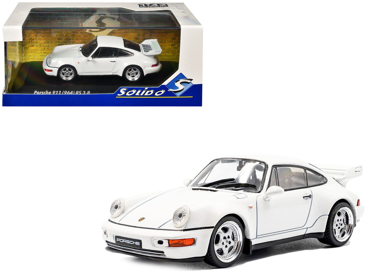 Miniature Motors 1/43 Porsche 911 (964) RS 3.8 Grand Prix White diecast model car by Solido, detailed scale replica.