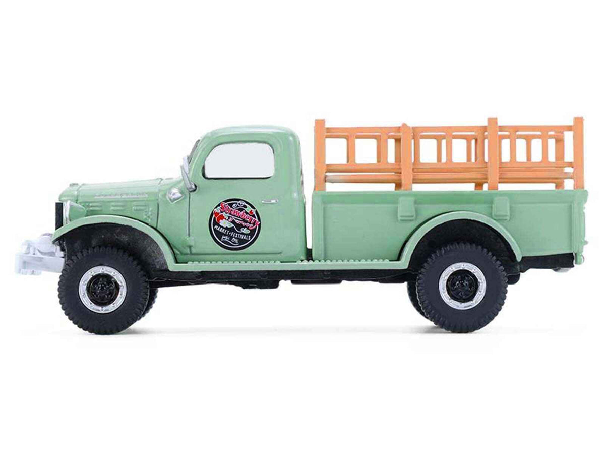 Miniature Motors 1/64 Dodge Power Wagon Pickup Truck "Strawberry Farm" green diecast model from Greenlight's Down on the Farm series.