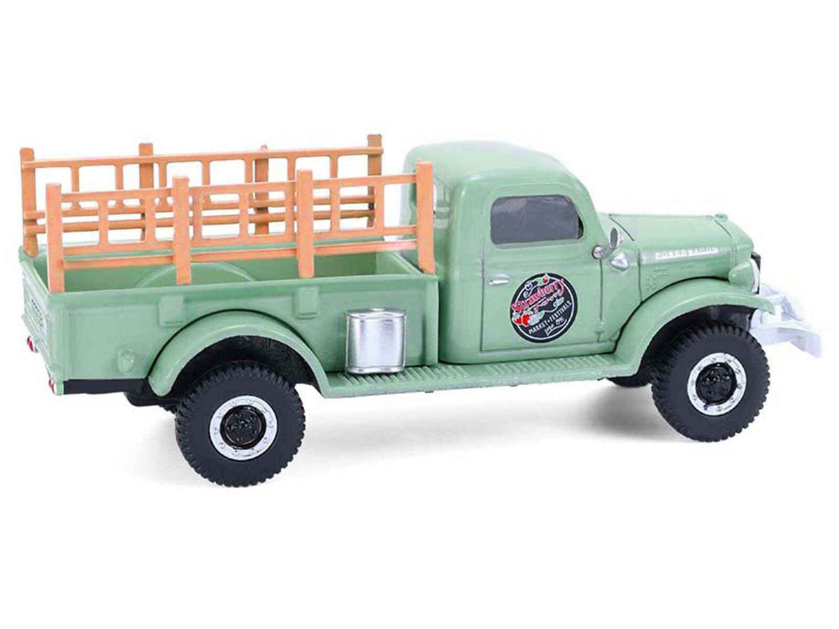 Miniature Motors 1/64 diecast Dodge Power Wagon Pickup Truck "Strawberry Farm" green model from Greenlight's Down on the Farm series.