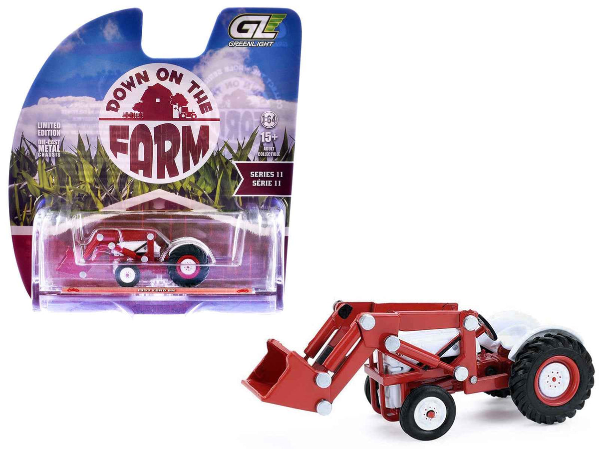 Miniature Motors 1952 Ford 8N tractor diecast model in red and white from the "Down on the Farm" series, 1/64 scale.