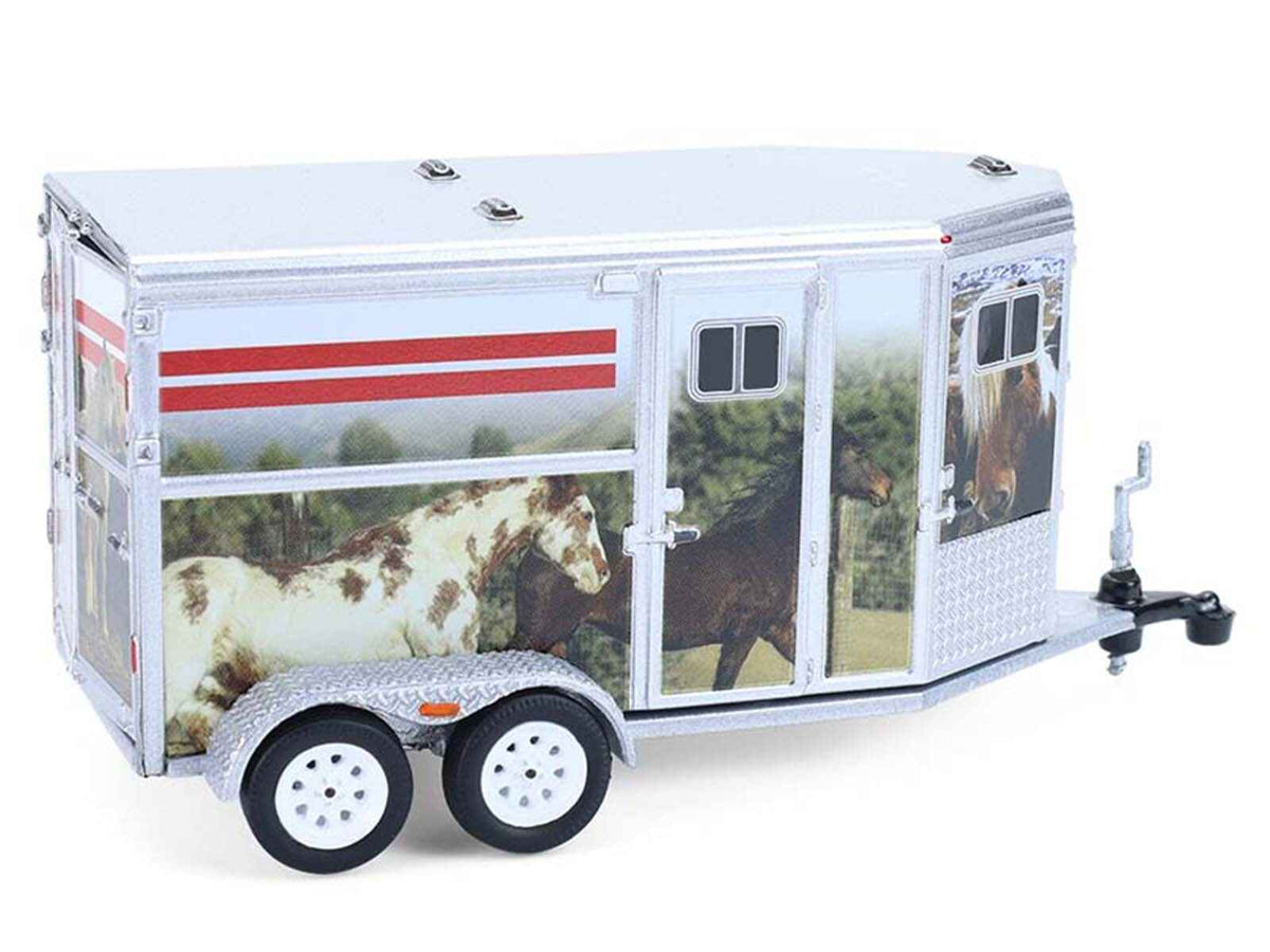 Miniature Motors 1:64 diecast silver horse trailer with "Down on the Farm" custom horse wrap from the Greenlight series.