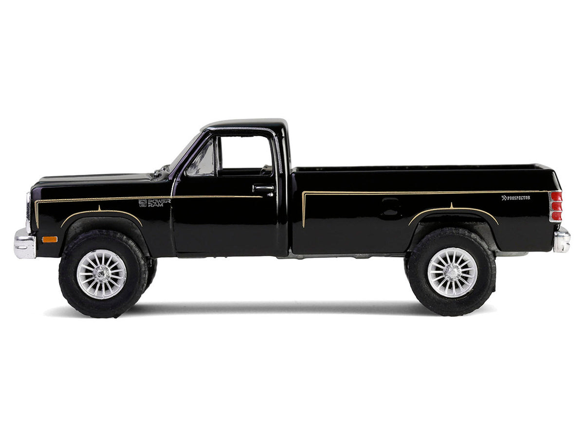 Black 1981 Dodge Power Ram Prospector diecast model pickup truck from the Hollywood Series by Greenlight, detailed miniature collectible.