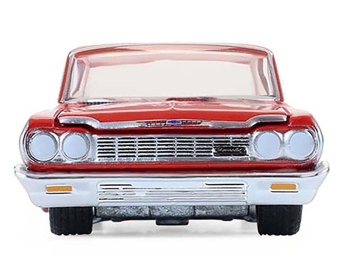 1964 Chevrolet Biscayne diecast model car by Greenlight, silver and red two-tone finish, part of the California Lowriders Series 7.