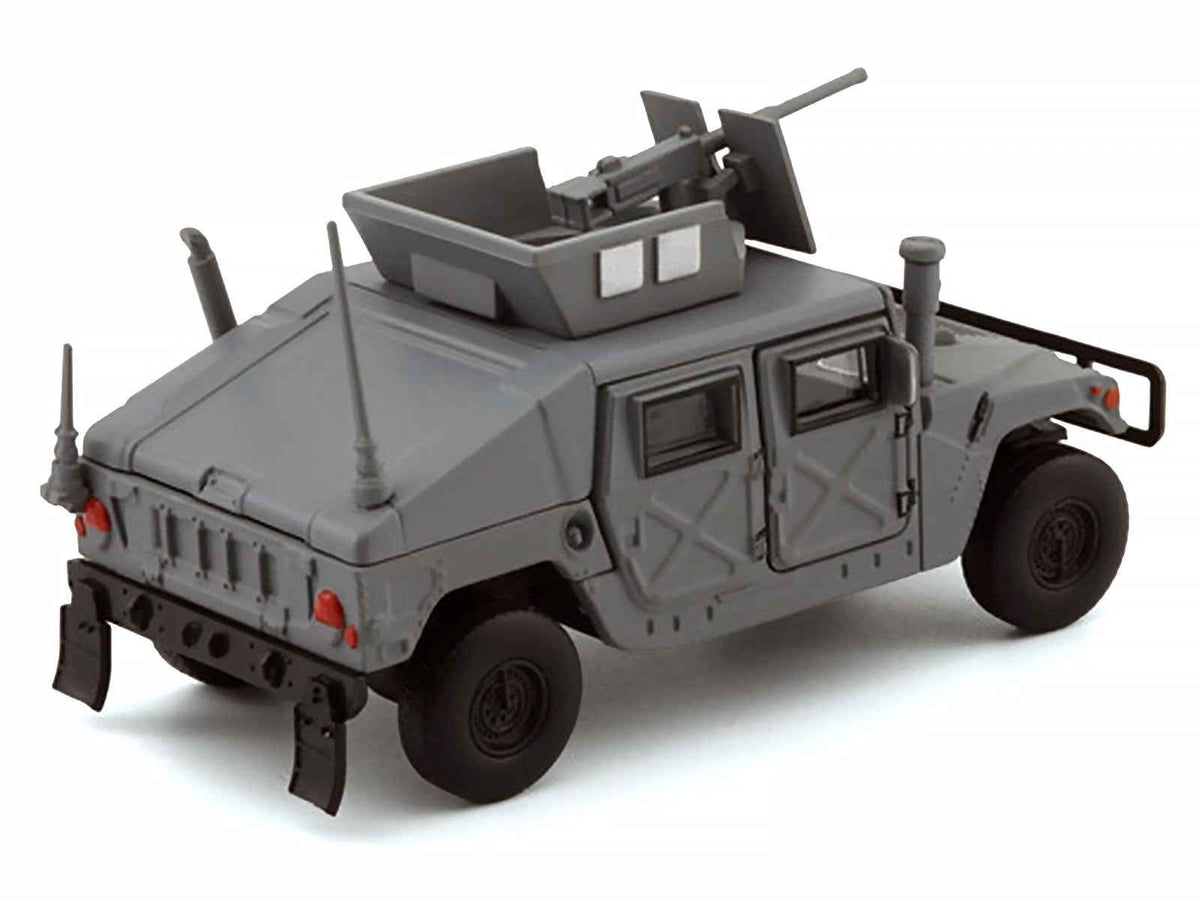 Miniature Motors HUMVEE 4-CT military vehicle diecast model in matte gray with alternative tops, 1/64 scale.