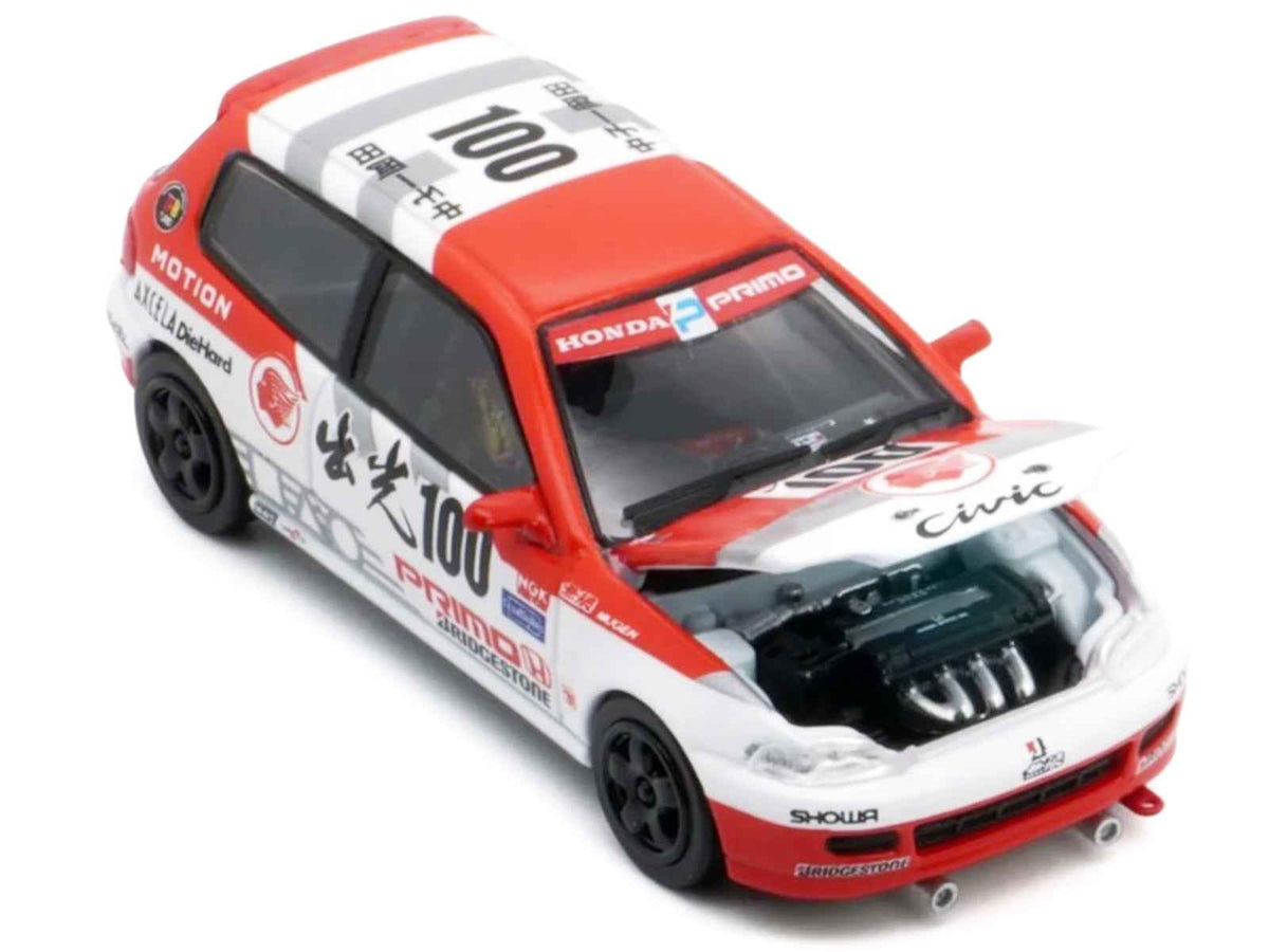 Miniature Honda Civic EG6 RHD diecast model car by Miniature Motors, inspired by Japanese Touring Car Championship, 1/64 scale.