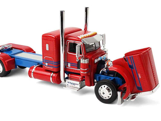 Peterbilt 389 with 36" Flat Top Sleeper and Heil Fuel Tank Trailer "Sancken Custom Truck by Amcan" Red "Big Rigs" Series II #3 1/64 Diecast Model by DCP/First Gear