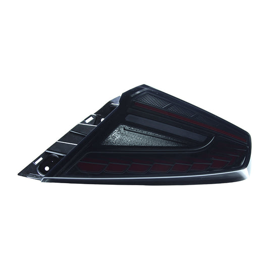 OLM Phantom-Spec LED taillights with smoke lens and red optic for 2022+ Subaru WRX, showing the sleek tail light design.