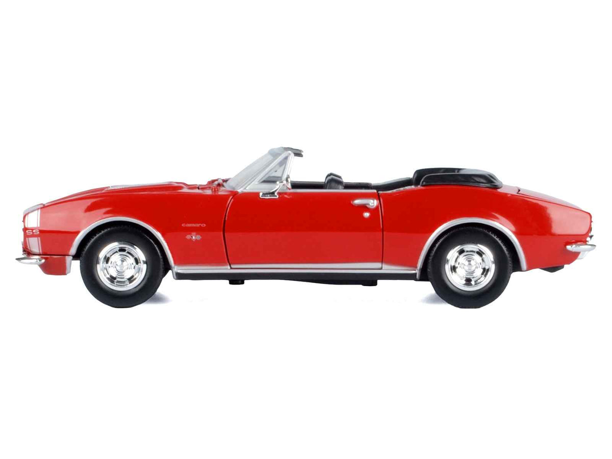 Miniature Motors 1967 Chevrolet Camaro SS convertible diecast model car in burgundy, detailed 1/24 scale Chevrolet model by Motormax.